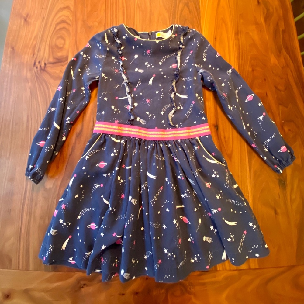 Boden Woven Frill Space Dress 7-8Y